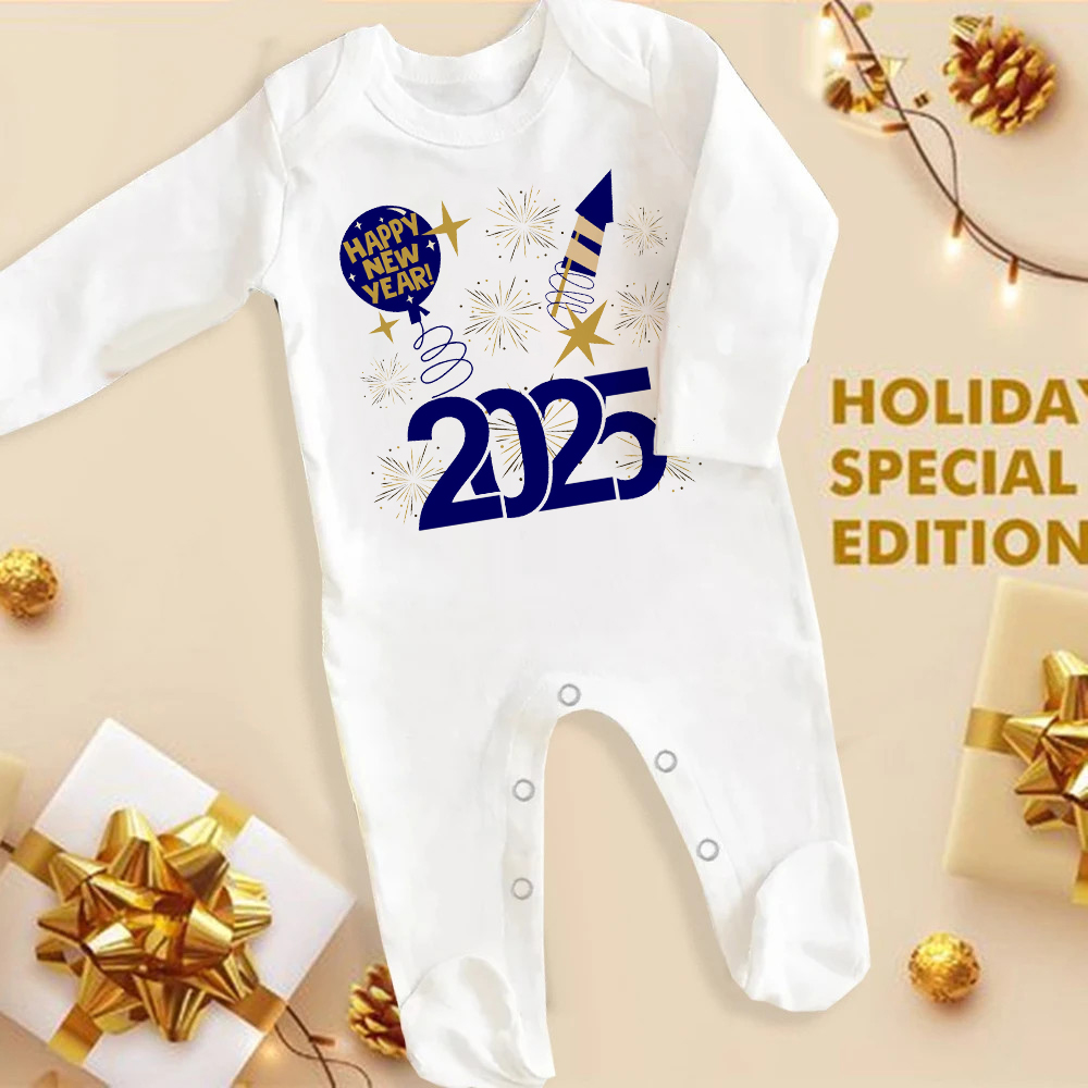 Baby Sleep Suit - Hello 2025 Printed Baby Sleepsuit Romper