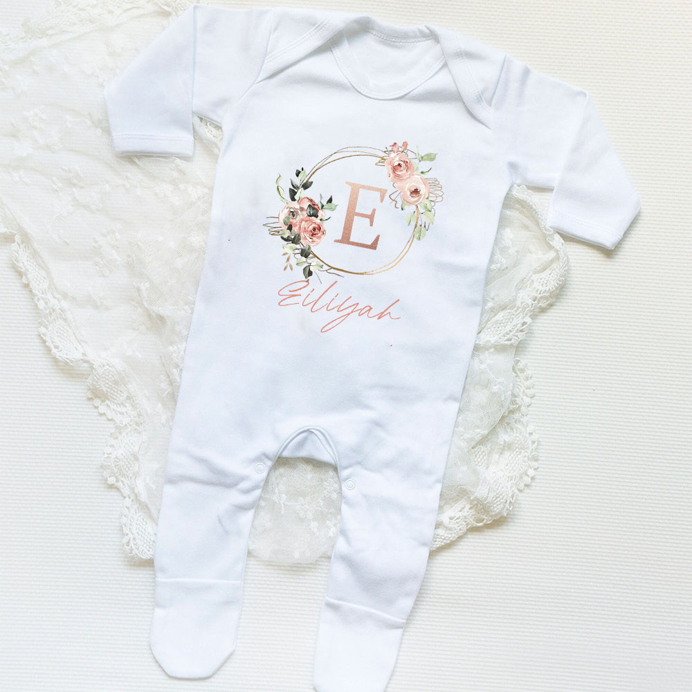 Baby Sleep Suit - Personalised Baby Girl Sleepsuit Welcome To