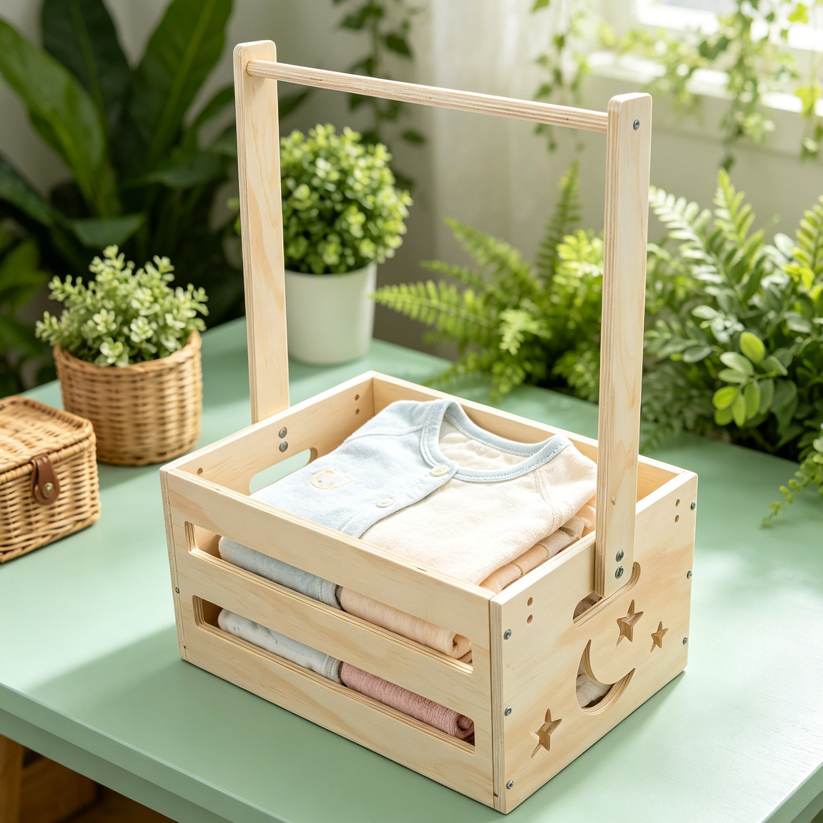 Portable Wood Laundry Hamper B - đánh giá và giá Baby Clothing Keepsake